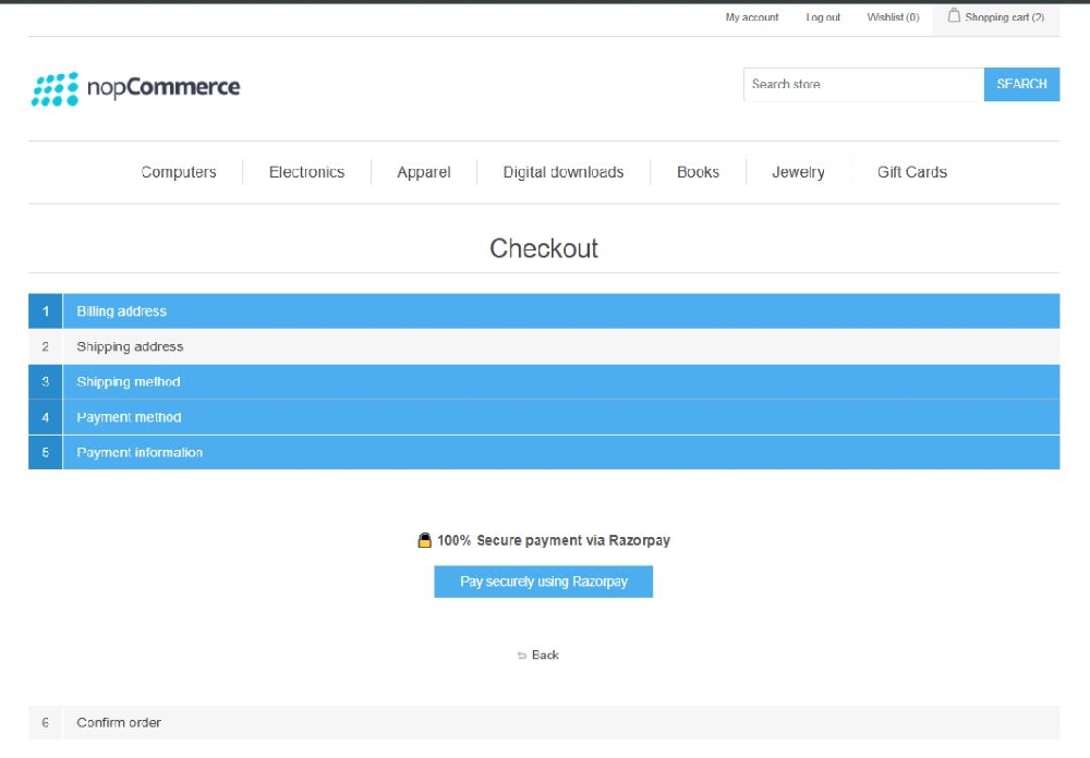 razorepay payment information through popup payment mode